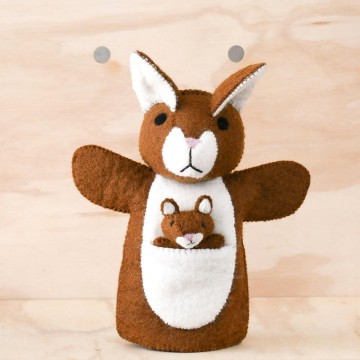 Hand Puppet | Brown Kangaroo with Joey